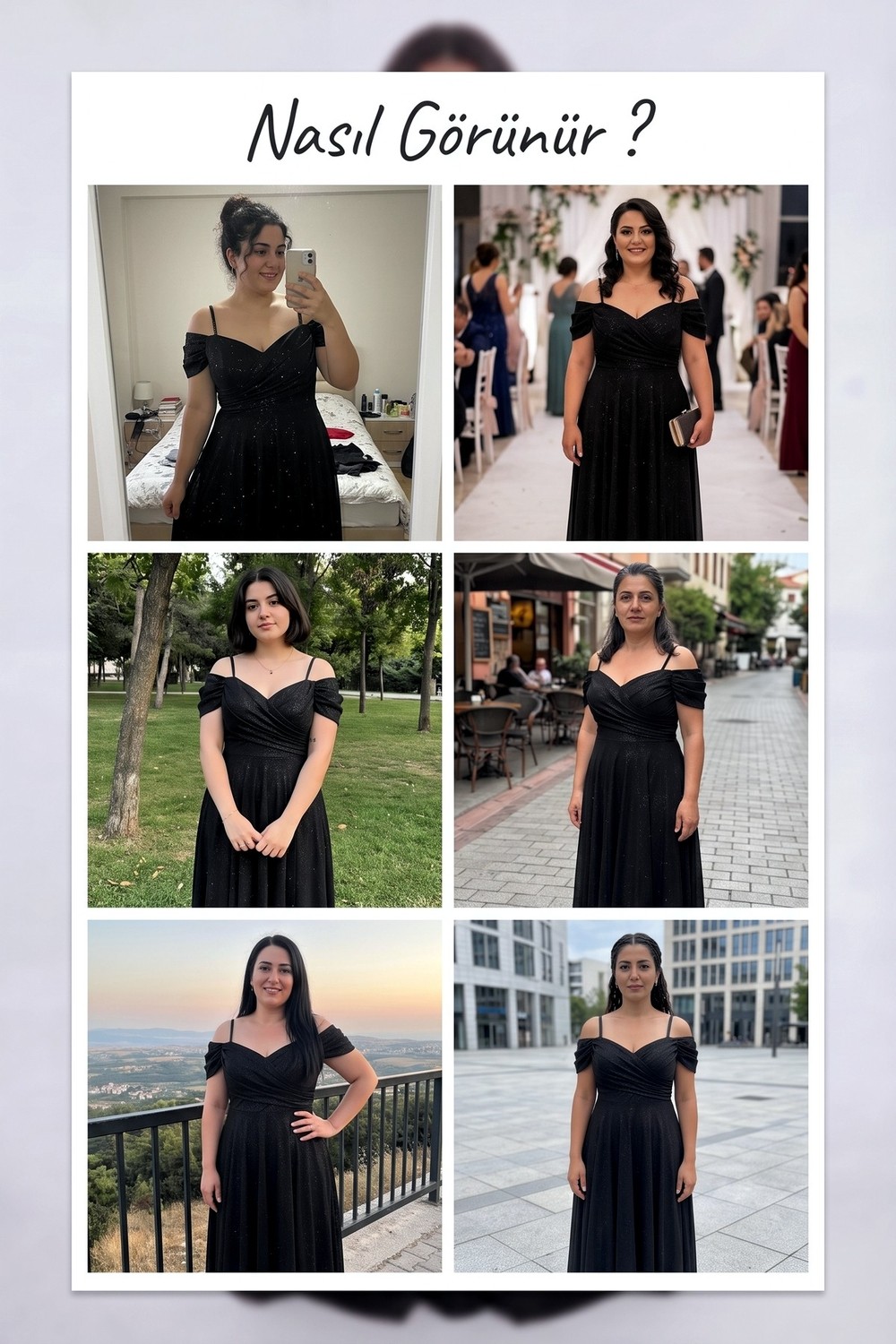 ZKS Grup Tekstil Kadın Büyük Beden Abiye Düşük Omuz Simli Uzun Elbise Indigo, Bordo, Pudra, Lacivert, Siyah görsel 8