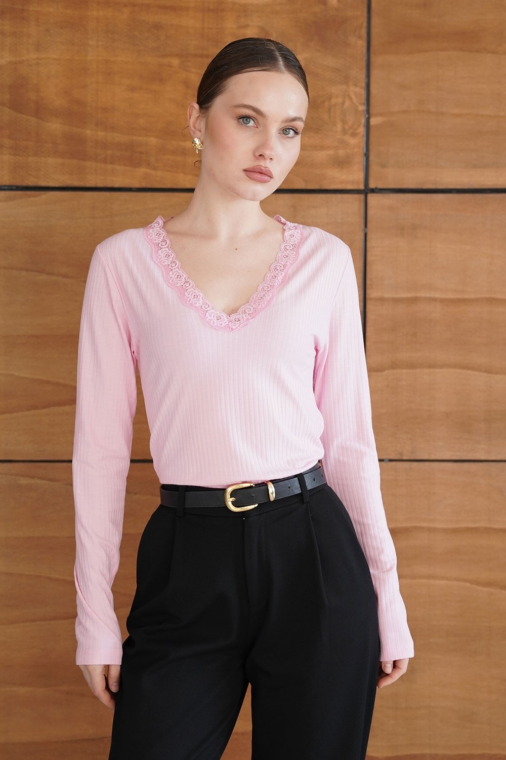 Very Moda Yakası Dantel Detaylı Bluz | F2088 görsel 6