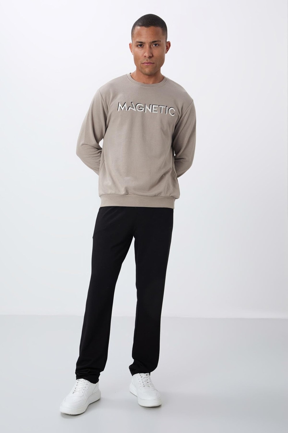 Die Grup Camel Yazı Nakışlı O Yaka Rahat Form Içi Polarlı Erkek Sweatshirt - 88020 görsel 3