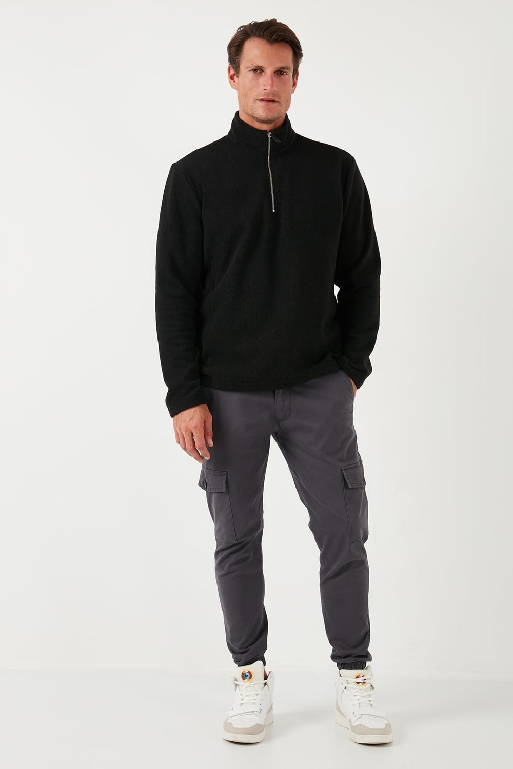 Die Grup Buratti Slim Fit Dik Yaka Soğuk Geçirmez Kışlık Şardonlu Polar Erkek Polar 5906053 görsel 3