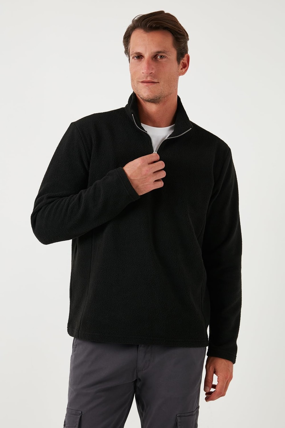 Die Grup Buratti Slim Fit Dik Yaka Soğuk Geçirmez Kışlık Şardonlu Polar Erkek Polar 5906053 görsel 4