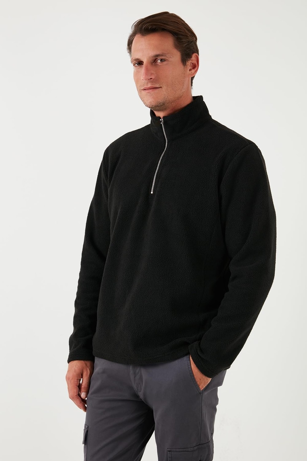 Die Grup Buratti Slim Fit Dik Yaka Soğuk Geçirmez Kışlık Şardonlu Polar Erkek Polar 5906053 görsel 5