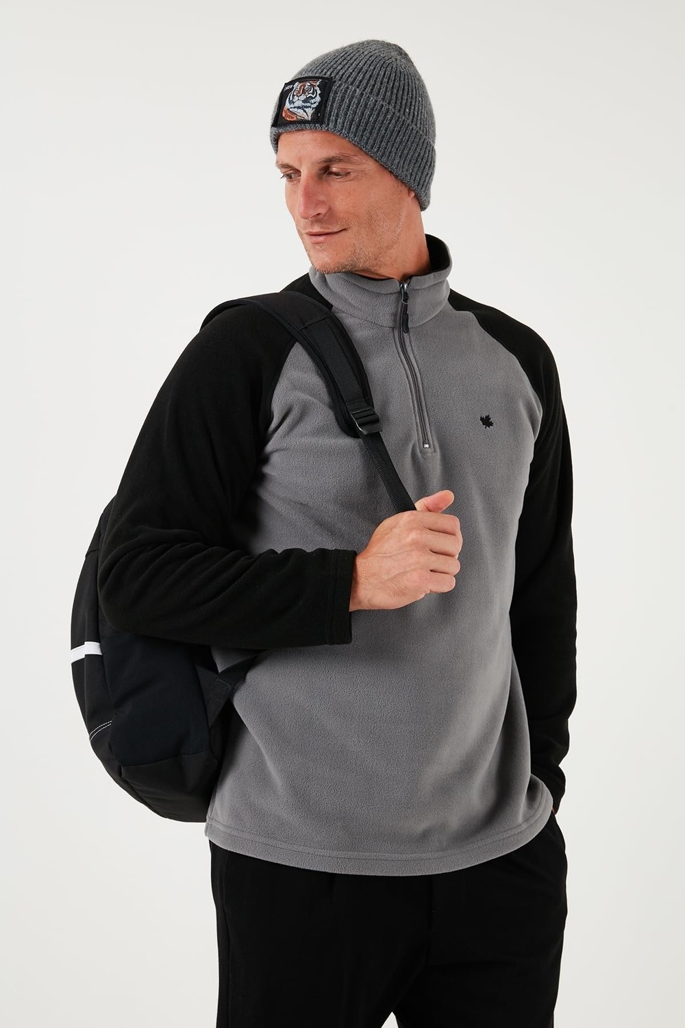 Die Grup Buratti Slim Fit Yarım Fermuarlı Soğuk Geçirmez Kışlık Şardonlu Polar Erkek Polar 5906055 görsel 5