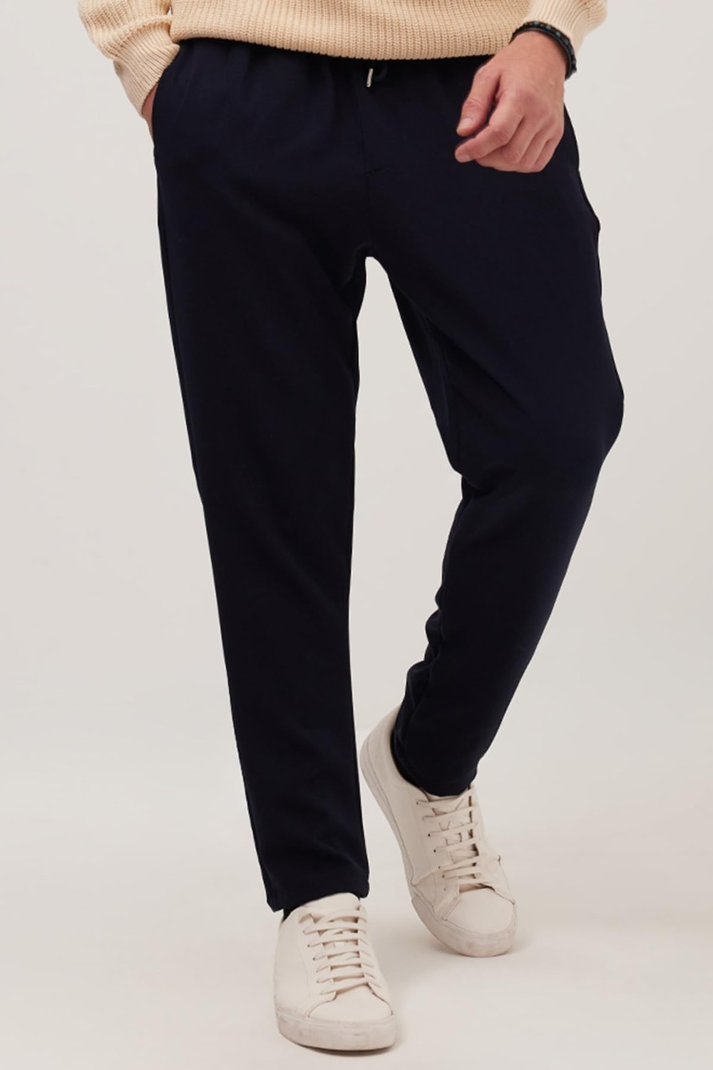Die Grup Tudors Regular Fit Beli Lastikli Bağcıklı Jogger Pantolon, 34, PN250001, Lacivert, Erkek