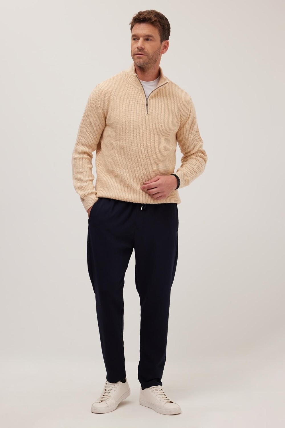 Die Grup Tudors Regular Fit Beli Lastikli Bağcıklı Jogger Pantolon, 34, PN250001, Lacivert, Erkek görsel 2