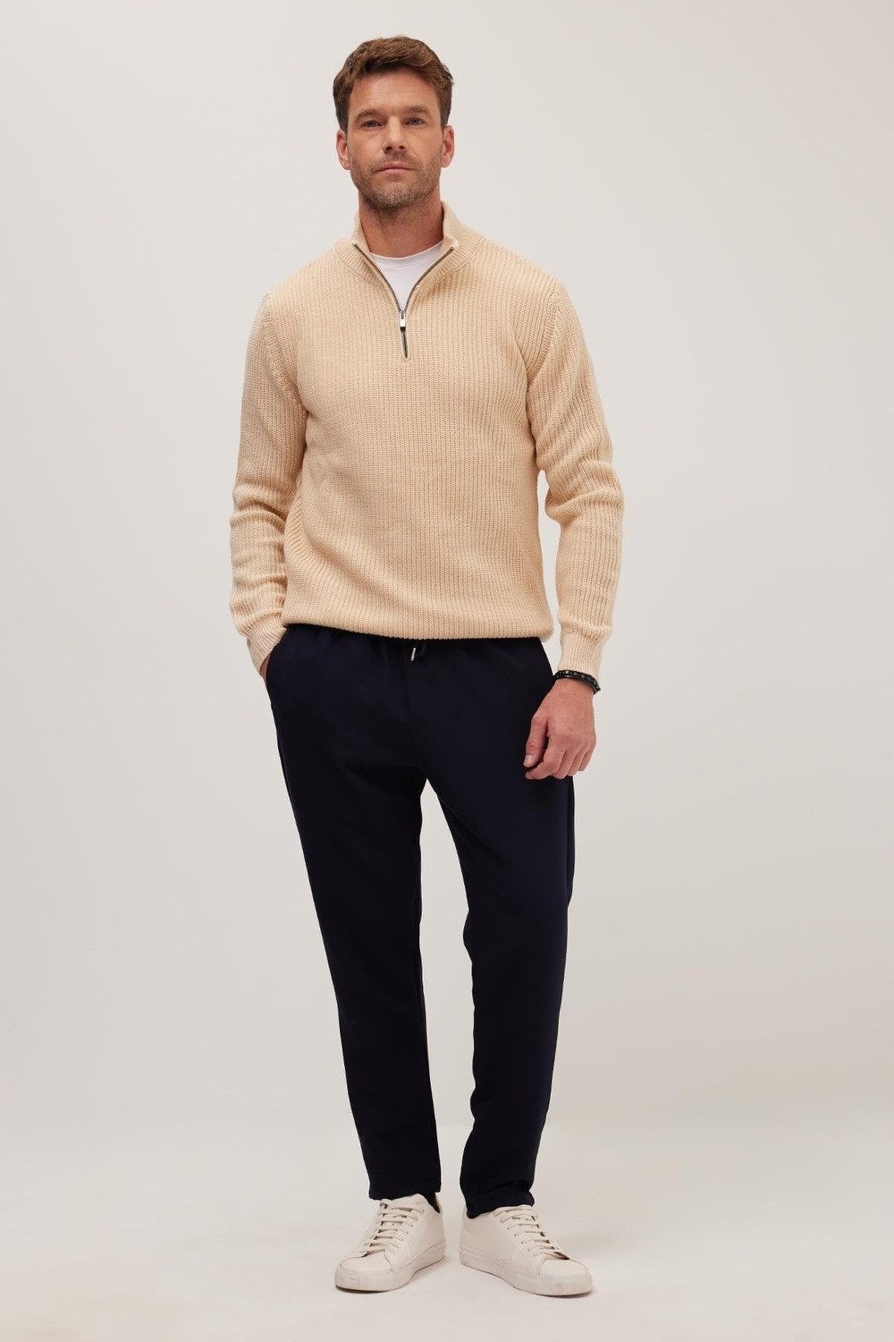 Die Grup Tudors Regular Fit Beli Lastikli Bağcıklı Jogger Pantolon, 34, PN250001, Lacivert, Erkek görsel 3