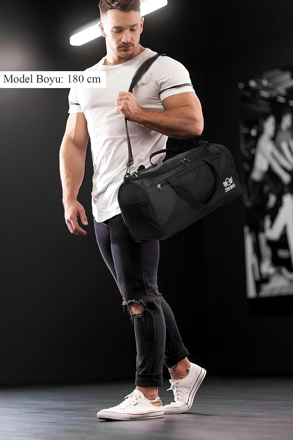 Happy Trend Av A Dos Unisex Önü Cepli Uzun Askılı Ayakkabı Bölmeli Geniş Hacimli Gym Fitness Spor Çantası Kabin Boy görsel 2