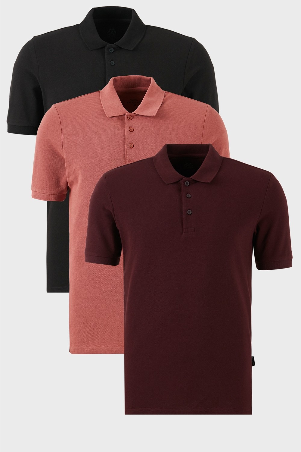 Buratti Pamuklu Regular Fit Düğmeli Polo Yaka 3'lü Paket T Shirt Erkek T Shirt 5902127S3
