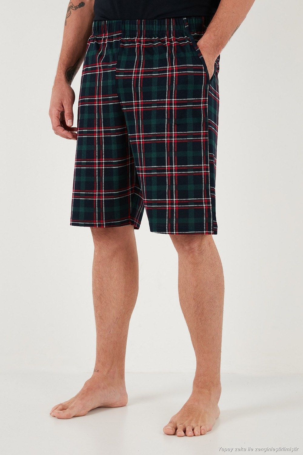 Buratti Kareli Regular Fit Pamuklu Bisiklet Yaka Kısa Kollu Şortlu Pijama Takımı Erkek Pijama Takımı 6572020 görsel 5