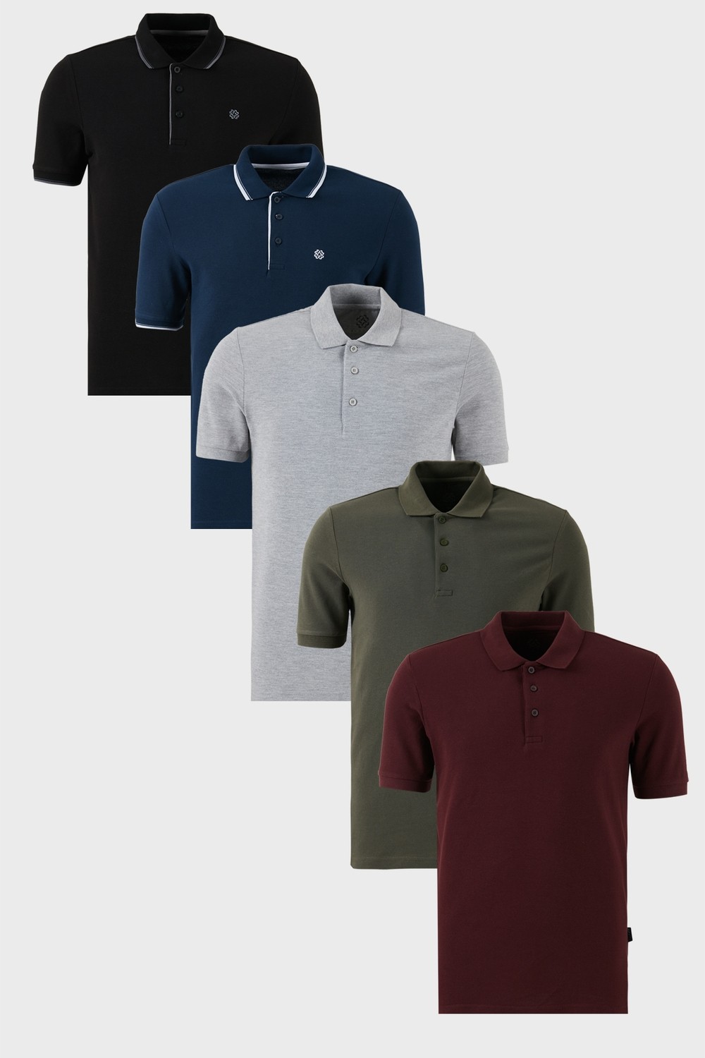 Buratti Pamuklu Regular Fit Düğmeli Polo Yaka 5'li Paket T Shirt Erkek T Shirt 590211827S5