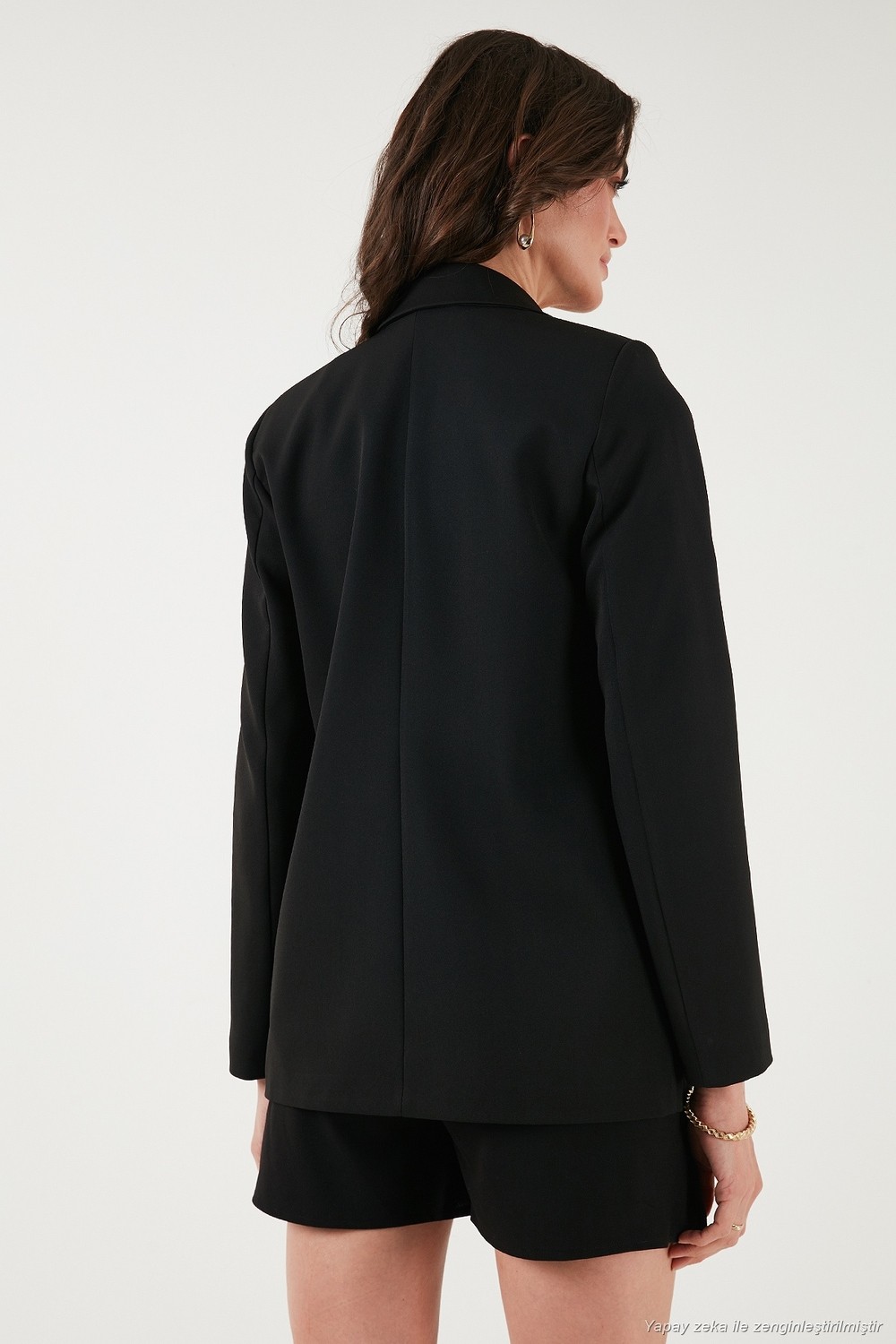 Lela Kadın Blazer Ceket Standart Fit Lacivert Mono Yaka Desenli Astar Detaylı Polyester 6524003 görsel 7