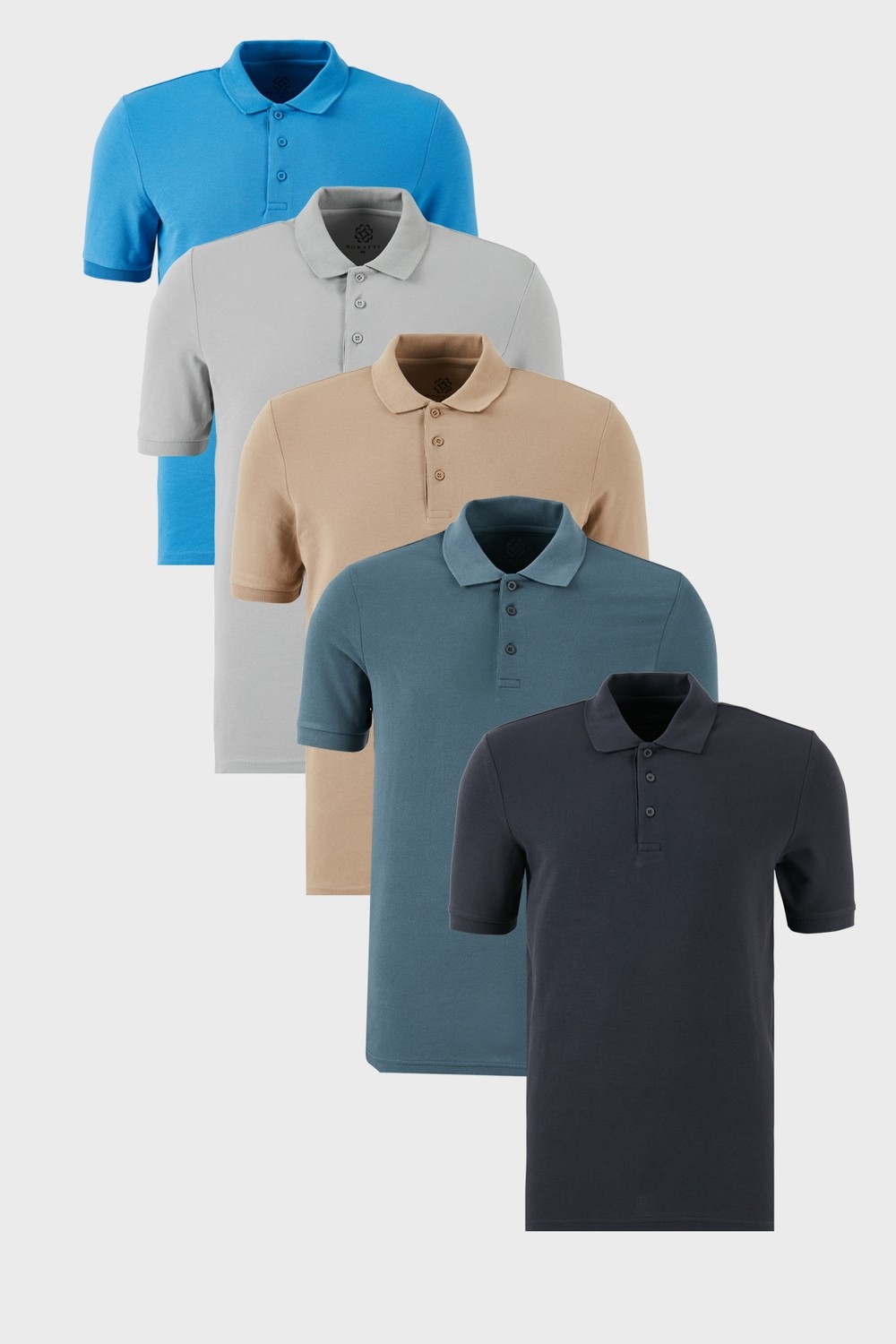 Buratti Pamuklu Regular Fit Düğmeli Polo Yaka 5'li Paket T Shirt Erkek T Shirt 5902127S5