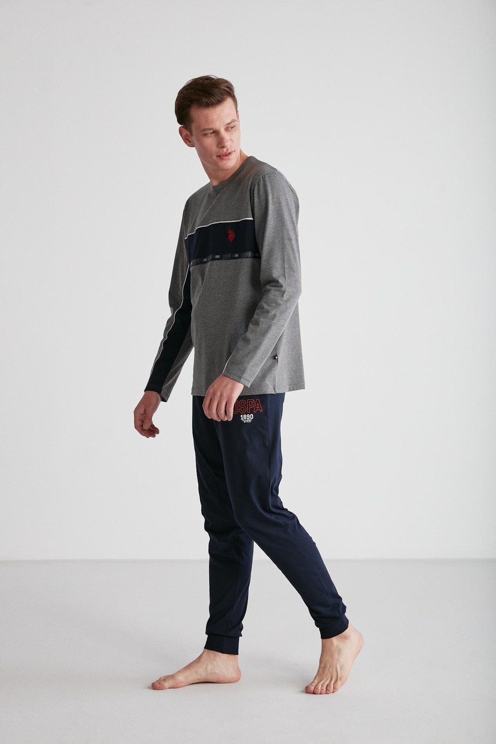 U.S. Polo Assn. 18725 Erkek Yuvarlak Yaka Pijama Takım görsel 2