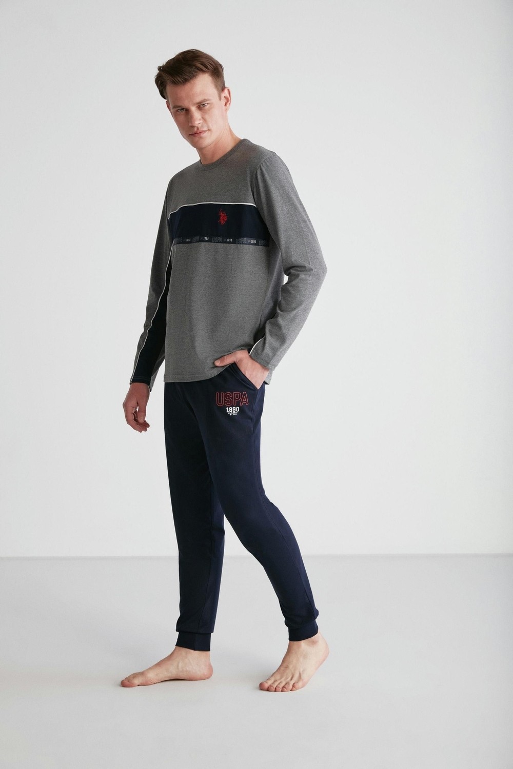 U.S. Polo Assn. 18725 Erkek Yuvarlak Yaka Pijama Takım görsel 3