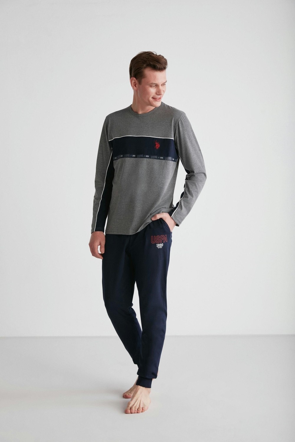 U.S. Polo Assn. 18725 Erkek Yuvarlak Yaka Pijama Takım görsel 4