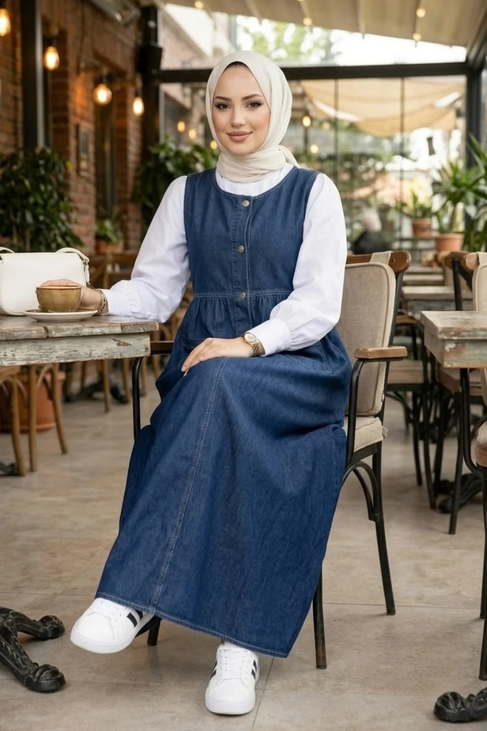 Harma Time Butik Kadın Düğmeli Cepli Kot Mavi Jile görsel 7