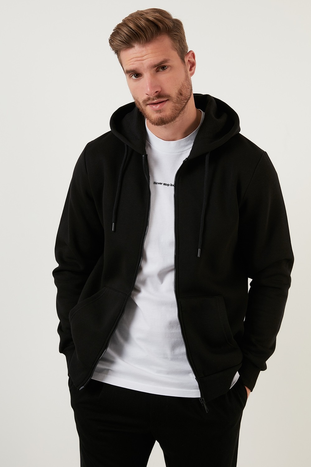 Buratti Regular Fit Kapüşonlu Fermuarlı Içi Tüylü Yumuşak Şardonlu Kışlık Sweat Erkek Sweat 59053403W4 görsel 6