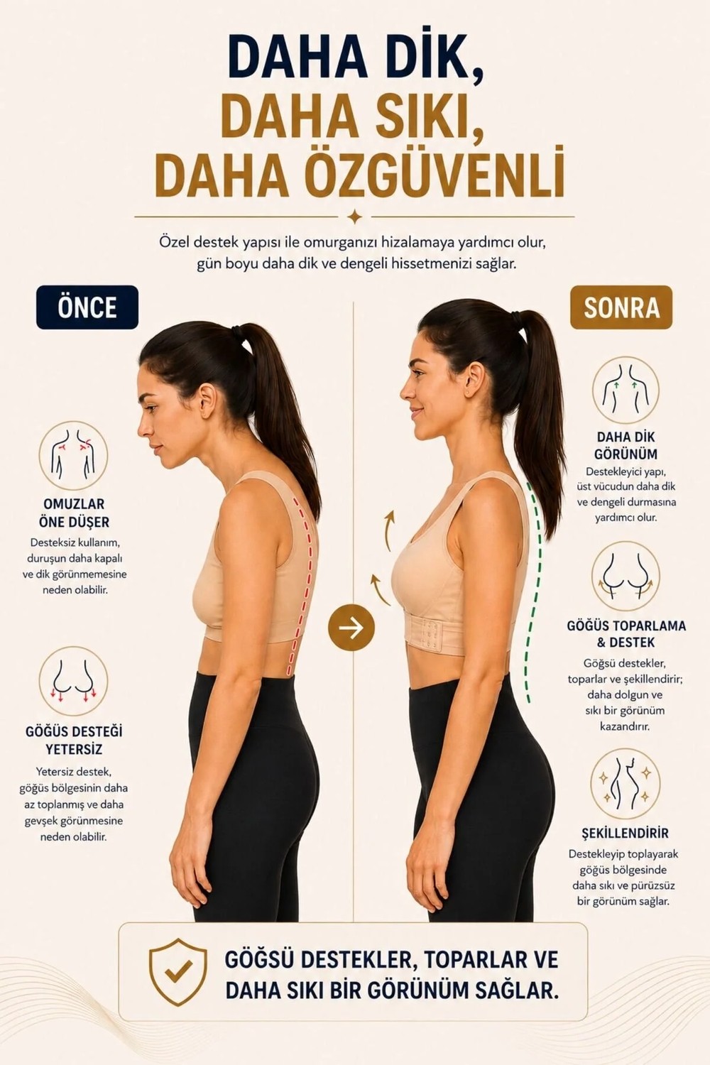 DC Powerslim® Kadın Dik Duruş Destekli Göğüs Toparlayıcı Korse Sütyen Sırt Destekli Ayarlanabilir Kopçalı Büstiyer görsel 8