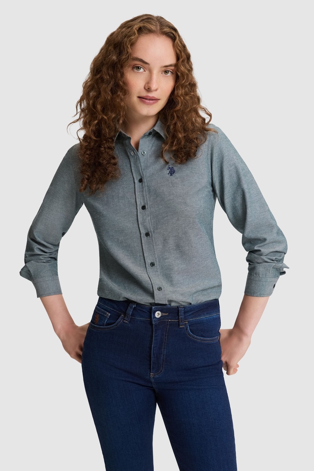 U.S. Polo Assn. Kadın Açık Mavi Uzun Kollu Basic Gömlek 50324791-VR003