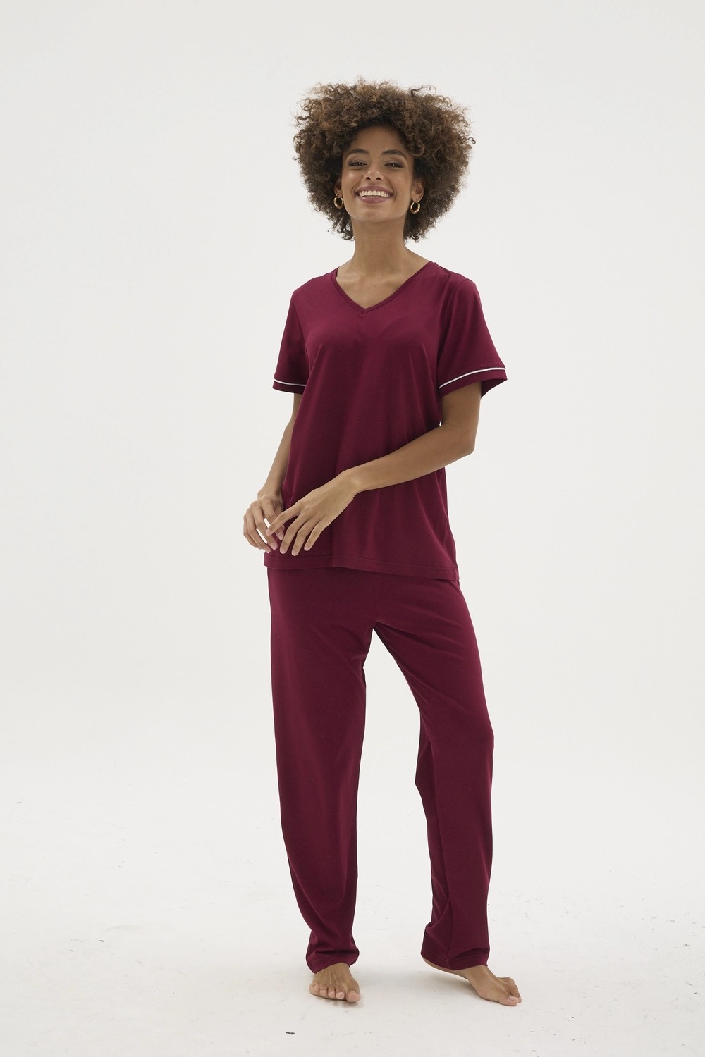 Kocabey KKT-26162K Kadın V Yaka Pijama Takımı