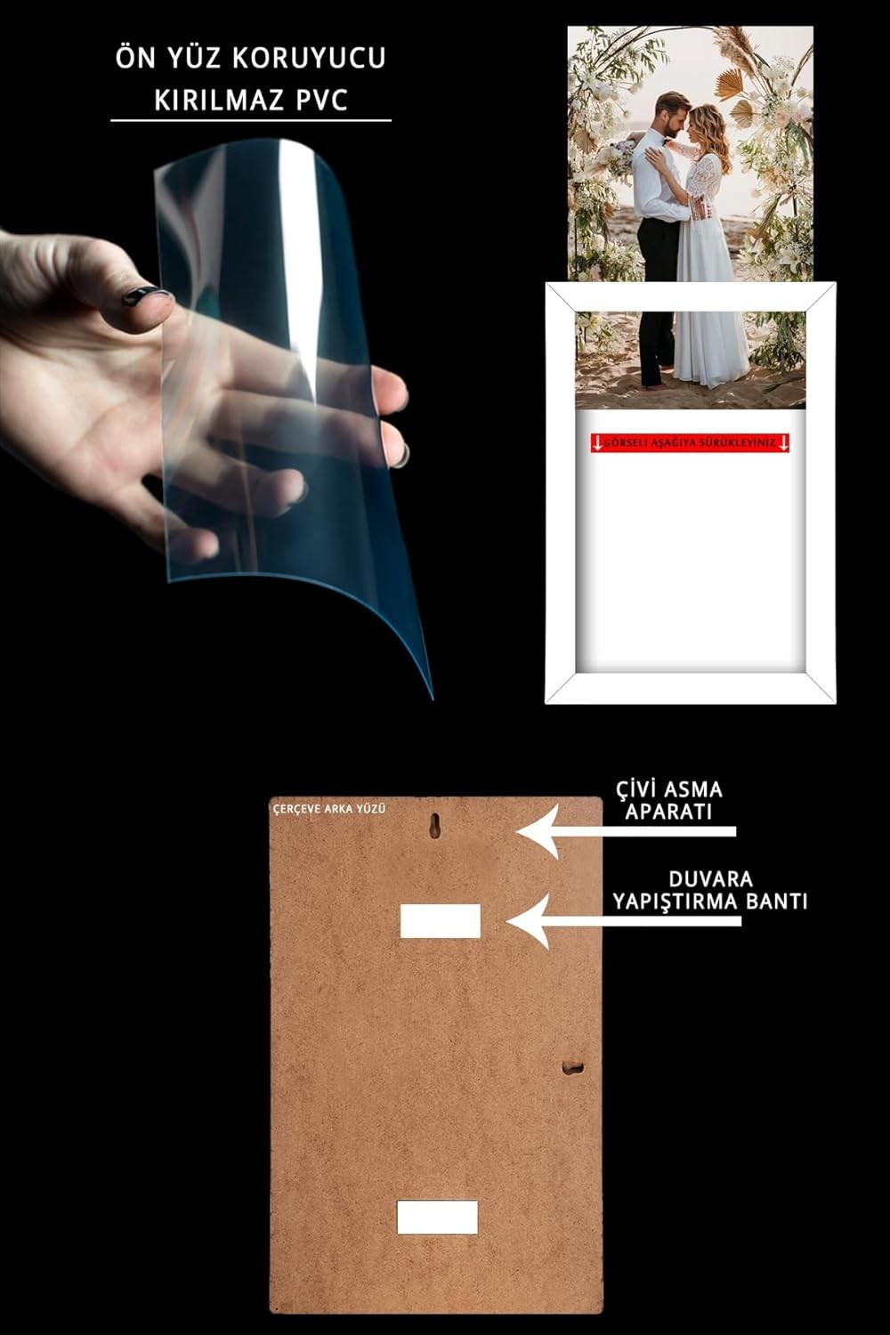 OEM Yhfoto 9 Adet A4 Siyah Mdf 21X30 & Sertifika Siyah 21 x 30 görsel 3