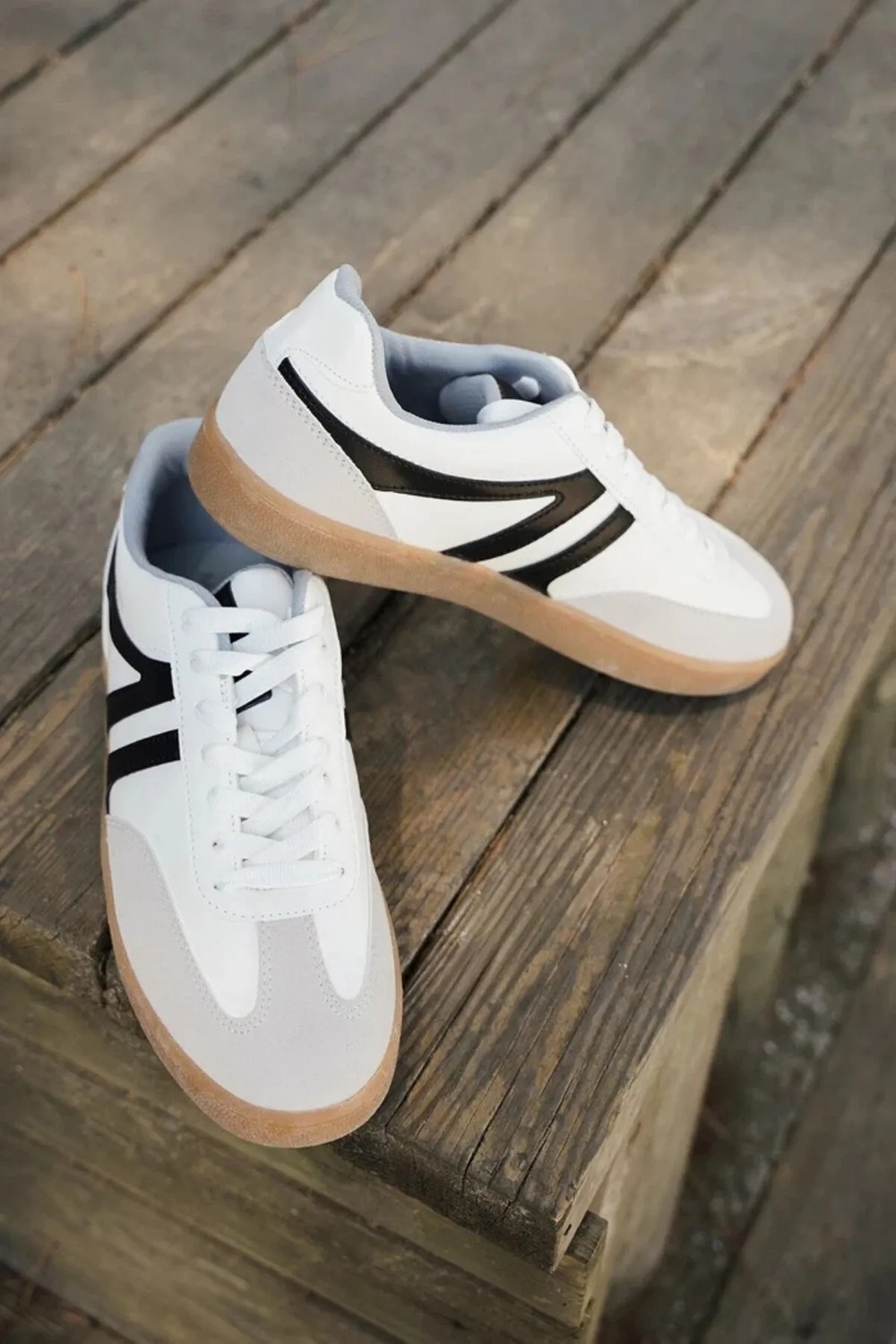 Marjin Kadın Sneaker Bağcıklı Düz Taban Spor Ayakkabı Tiyone Beyaz görsel 5