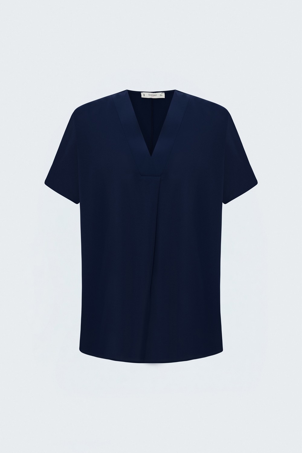 Sateen Geniş Kısa Kollu Bluz - Pudra görsel 8