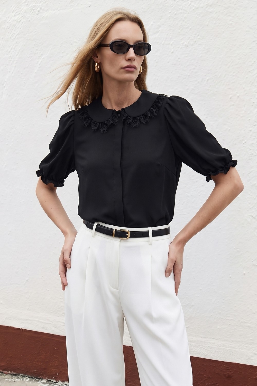 Sateen Yaka Detaylı Gömlek - Siyah görsel 7