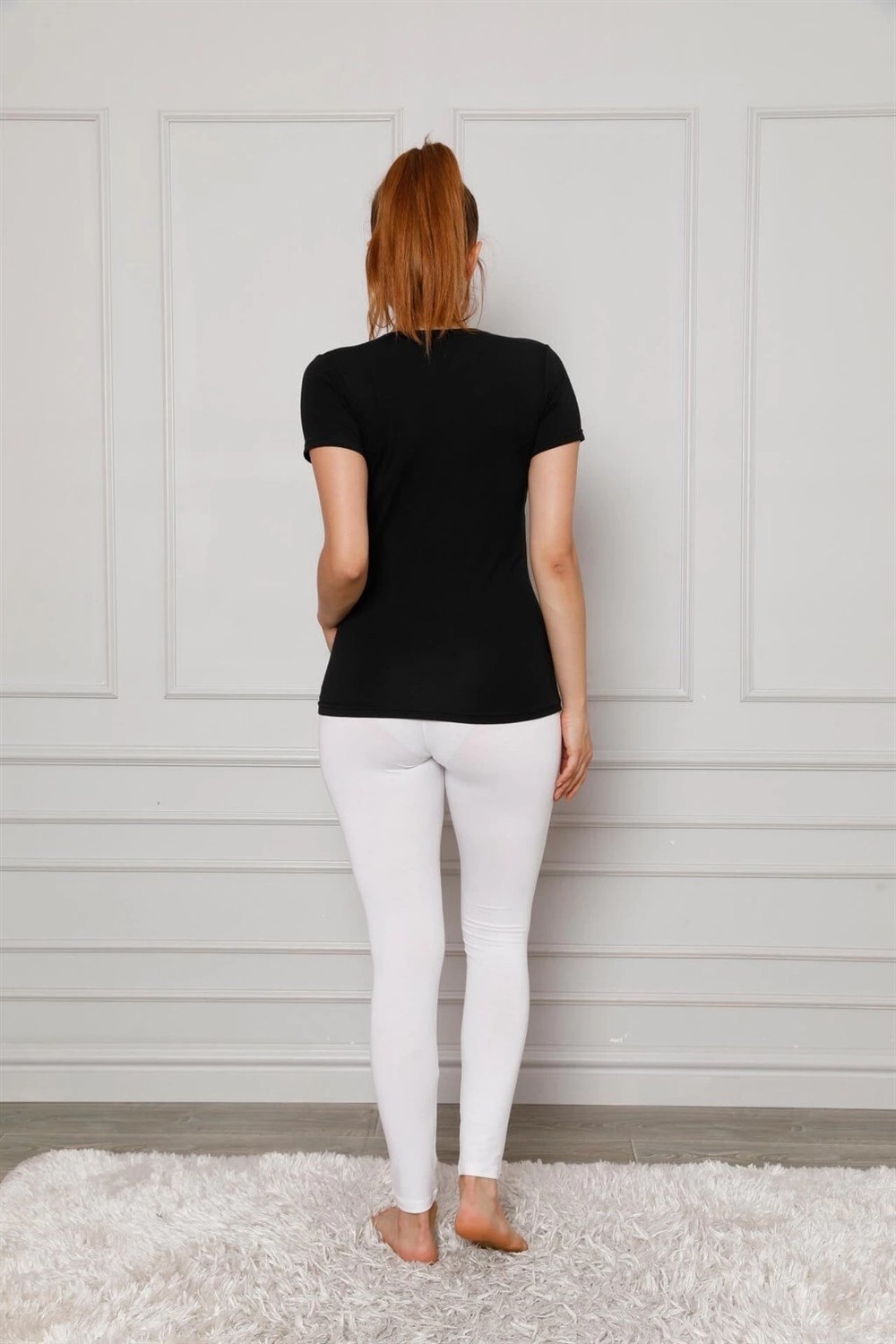 Çamaşır Kenti Moda Penye Likralı Tayt Beyaz Beruflic görsel 2