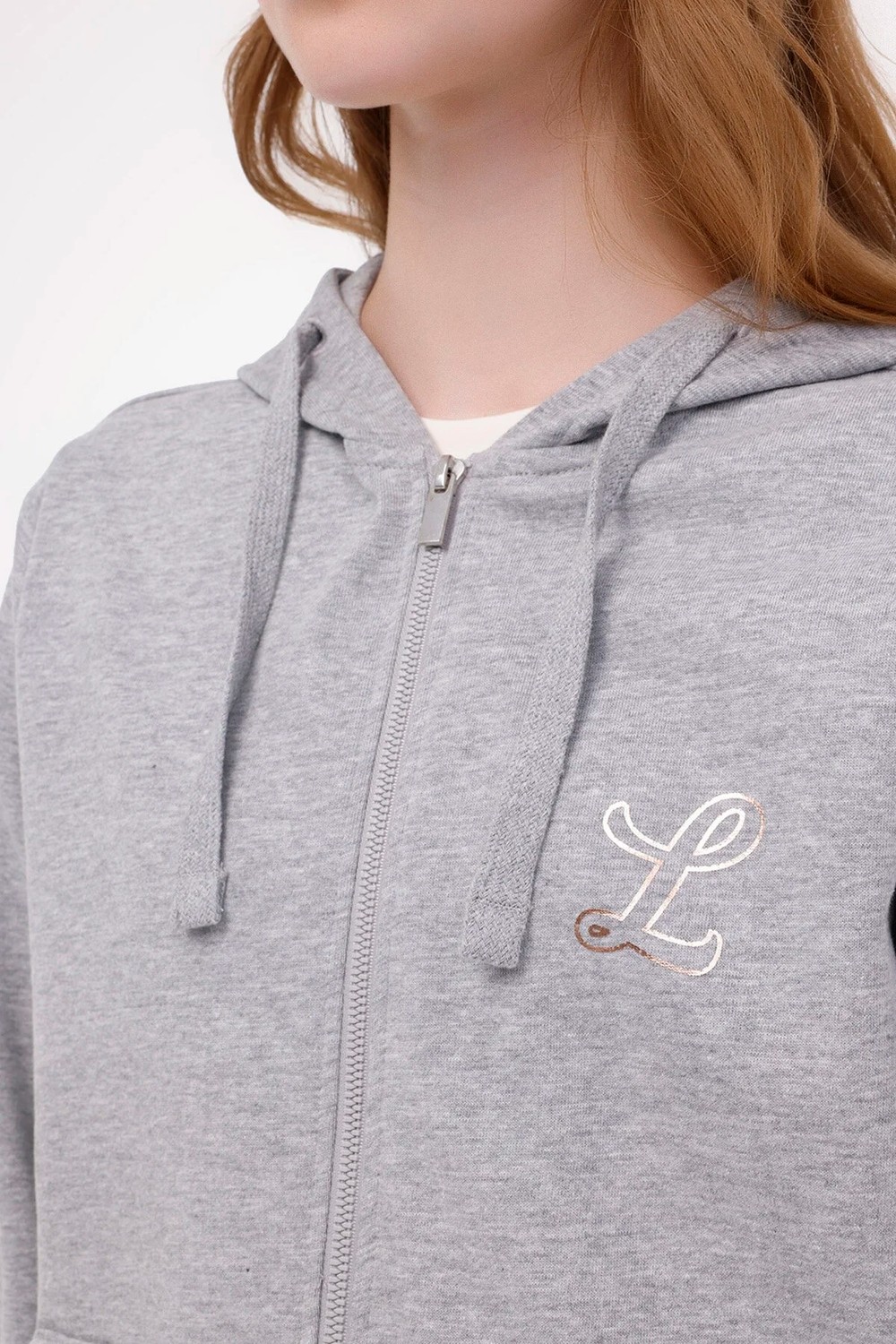 Lumberjack Hoodıe Fz It Logo Basıc Gri Kadın Eşofman Üstü görsel 4