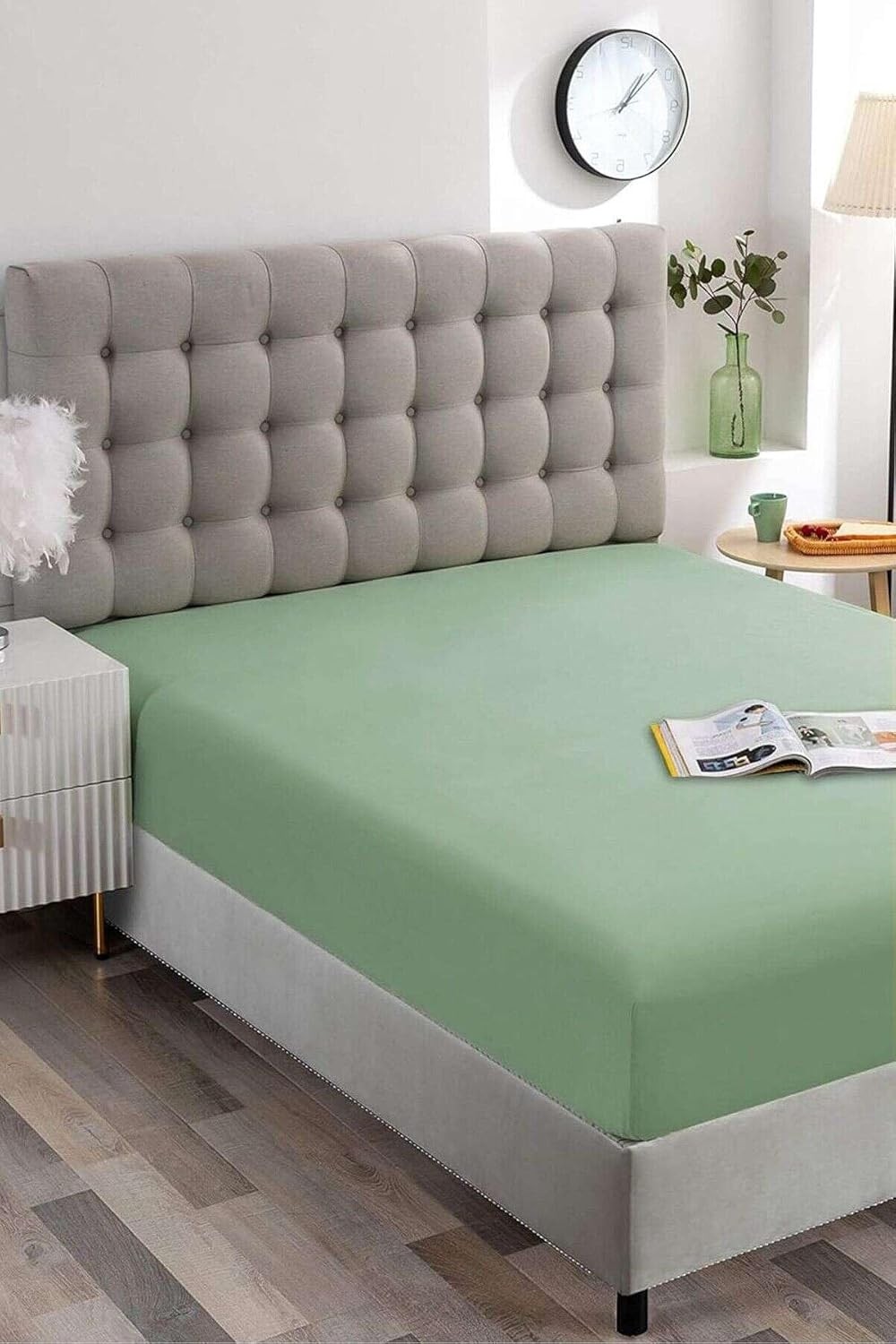 Özkaya Store Yeşil Pamuklu Tek Kişilik Lastikli Çarşaf 100X200 görsel 2