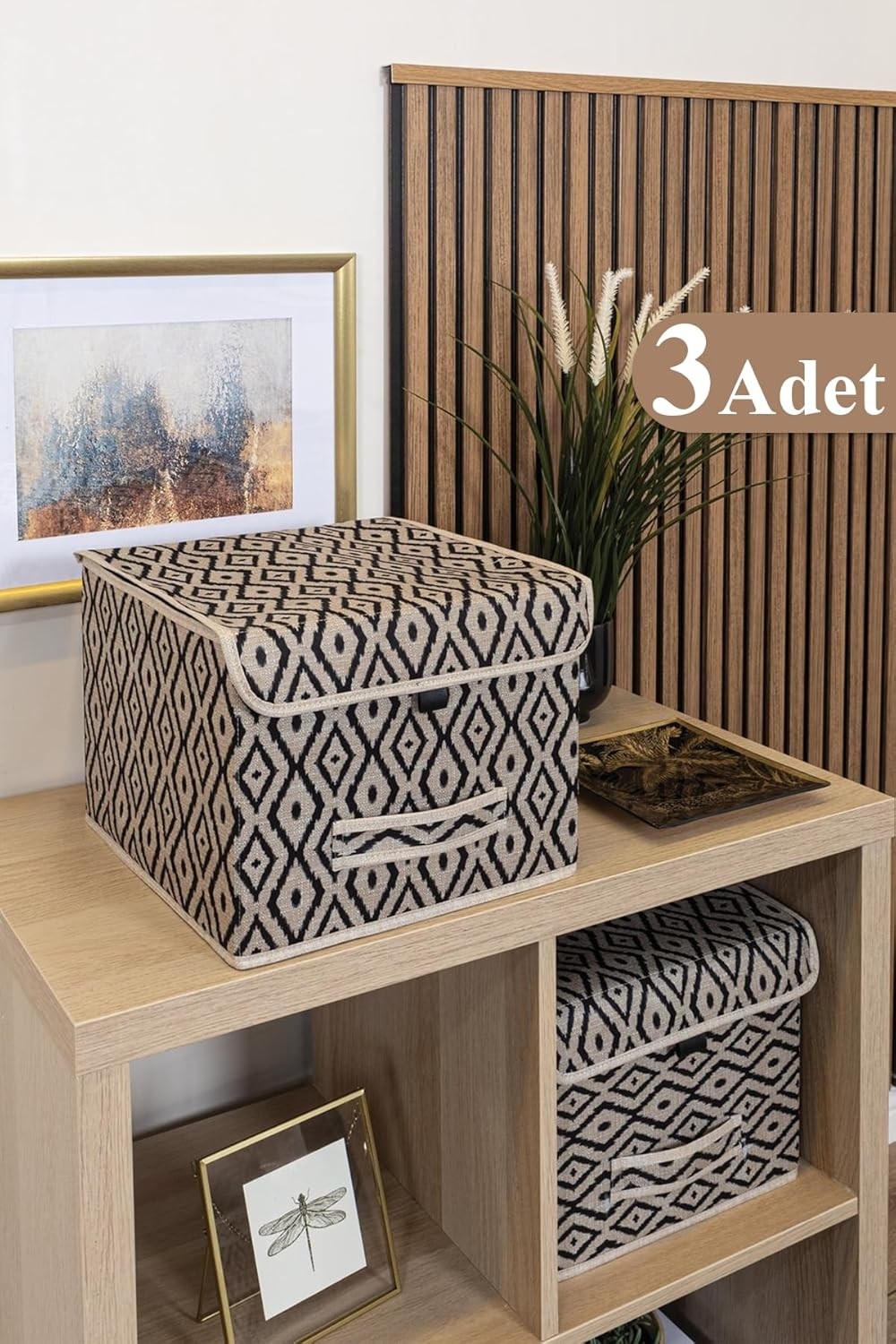 OEM Bohe Kapaklı Kutu Raf Organizer Düzenleyici Sepet Mini (3 Adet)