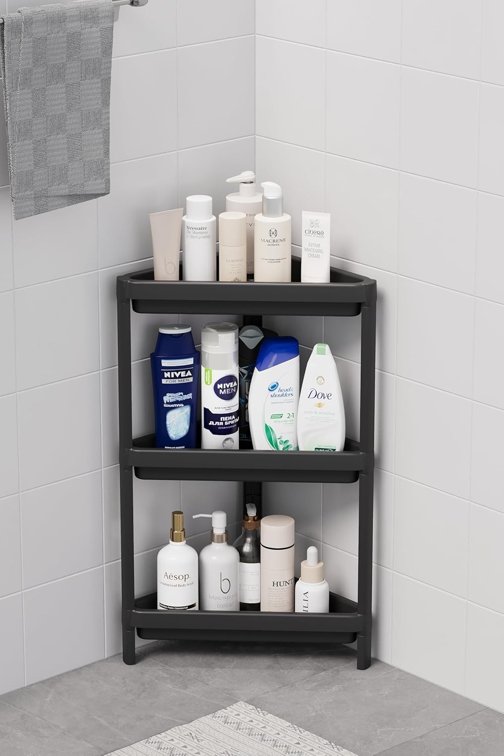 Özkaya Store 3 Katlı Üçgen Plastik Beyaz Banyo Mutfak Rafı MIT1059 görsel 4
