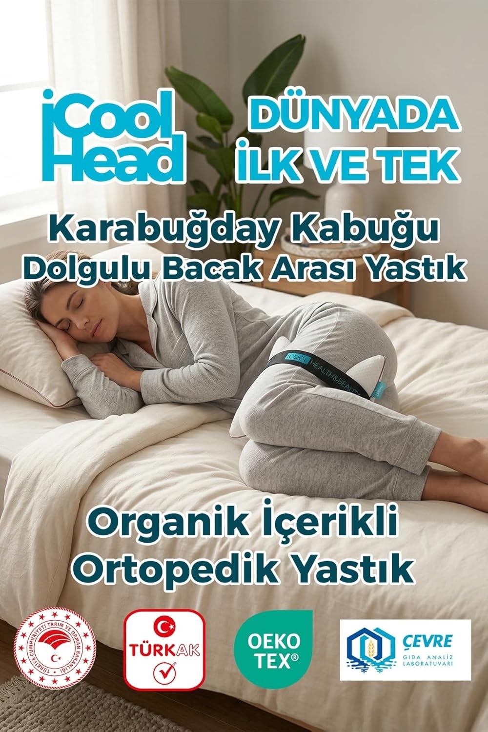 Özkaya Store Ortopedik Bacak Arası ve Diz Arası Yastık, Doğal Karabuğday Kabuğu Dolgulu, Nefes Alan Oeko Tex Sertifikalı Kumaş, Yan Yatanlar ve Hamileler Için Uyku Desteği görsel 2