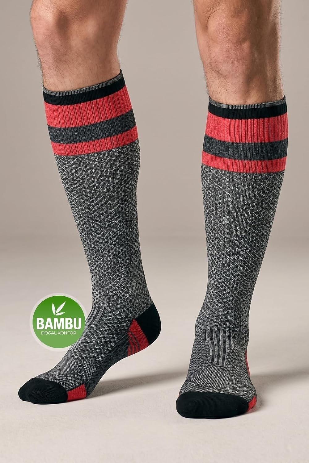 Erkek ve Kadın Için Renkli Bambu (15-20 mm Hg) Basınçlı Koşu Uçuş Seyahat Çorabı 3596 görsel 4