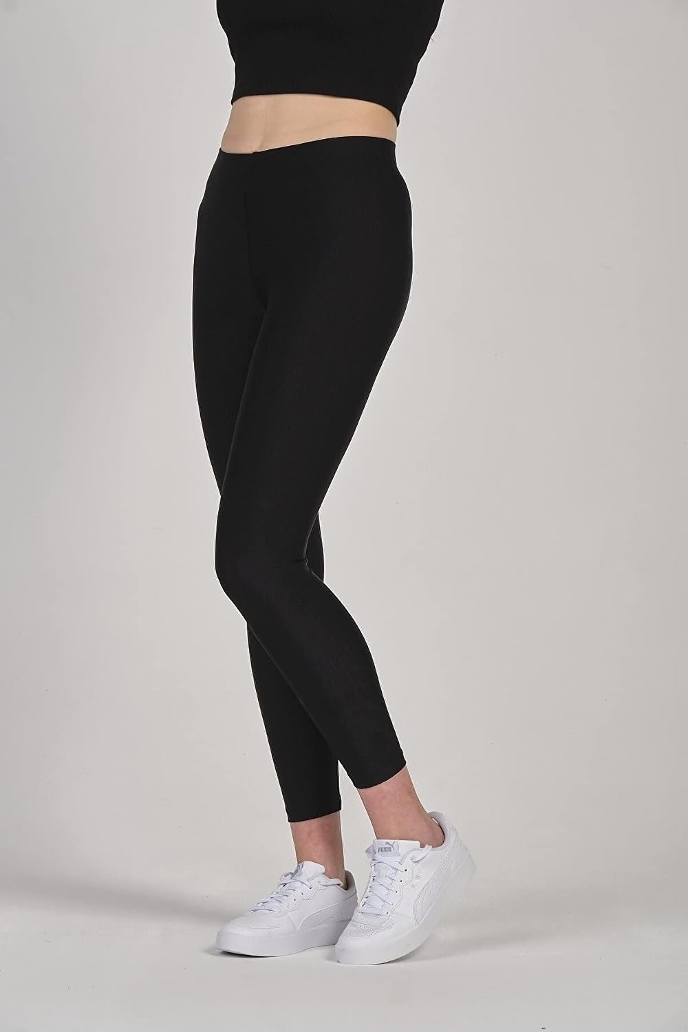 Kadın Parlak Bilek Boy Orta Yüksek Bel Disko Slim Fit Renkli Sporcu Tayt - 4892-1 görsel 3