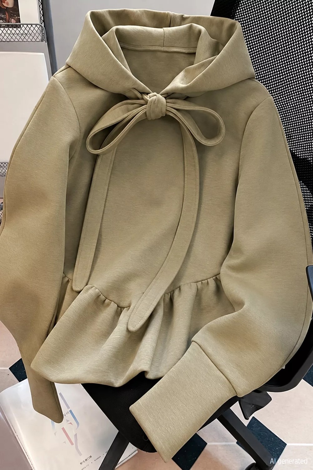 Gülseli Kadın Eteği Fırfırlı Kapüşonlu Sweatshirt P-00023096