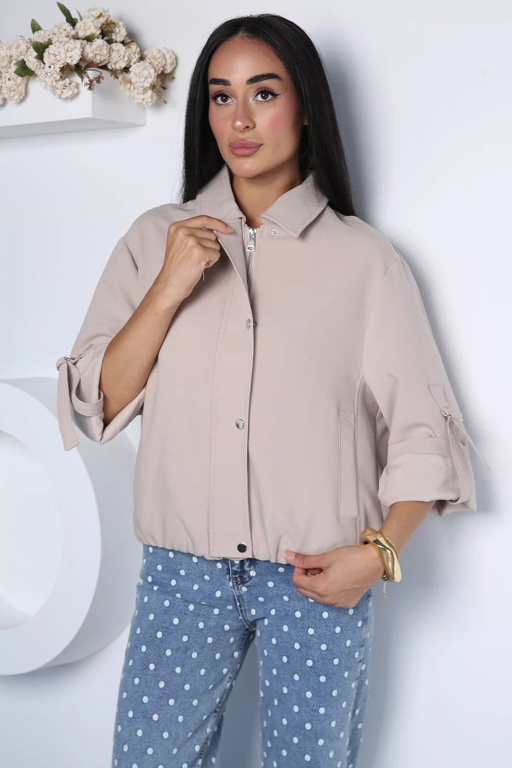Gülseli Perry Kadın Ön Fermuar ve Çıtçıtlı Bomber Ceket P-00023080