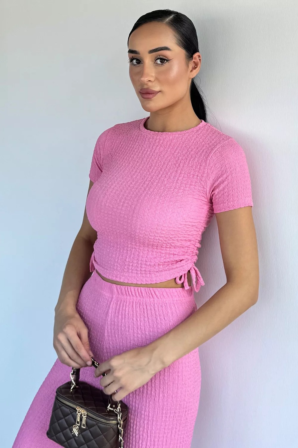 Gülseli Kadın Yan Büzgü Detaylı Bluz Bel Lastikli Pantolon Ikili Takım P-00022478 görsel 7