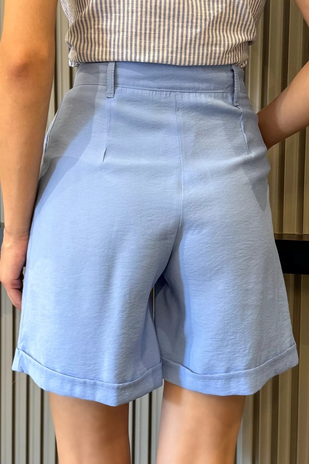 Gülseli Kadın Yüksek Bel Tencel Kumaş Şort P-00022383 görsel 4