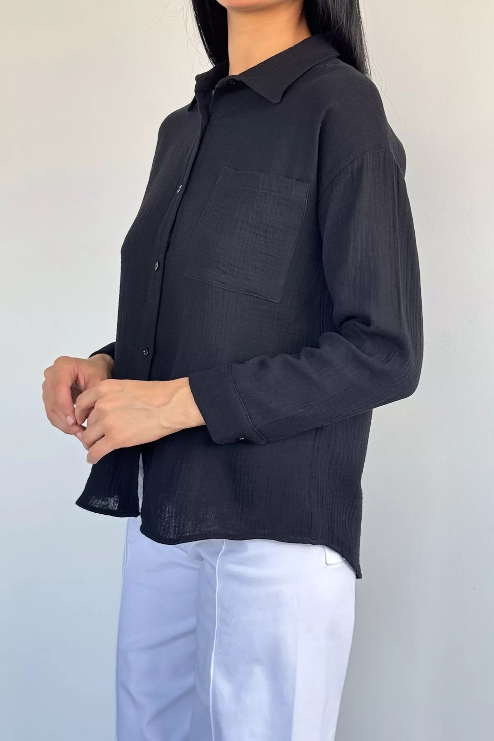 Gülseli Tek Cepli Sırt Detaylı Kadın Gömlek P-00022361 görsel 2