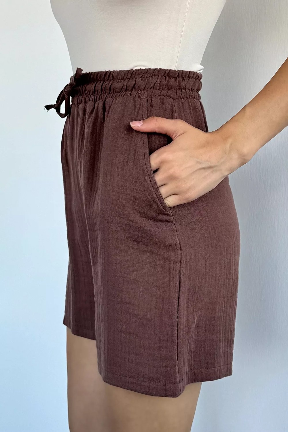 Gülseli Kadın Bel Lastikli Cepli Şort P-00022402 görsel 3