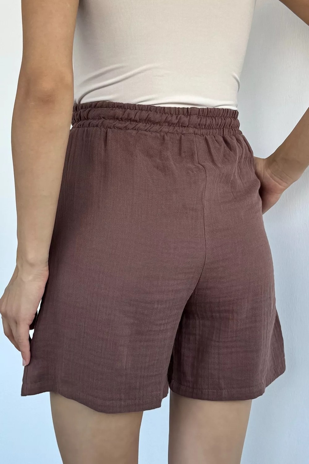 Gülseli Kadın Bel Lastikli Cepli Şort P-00022402 görsel 4