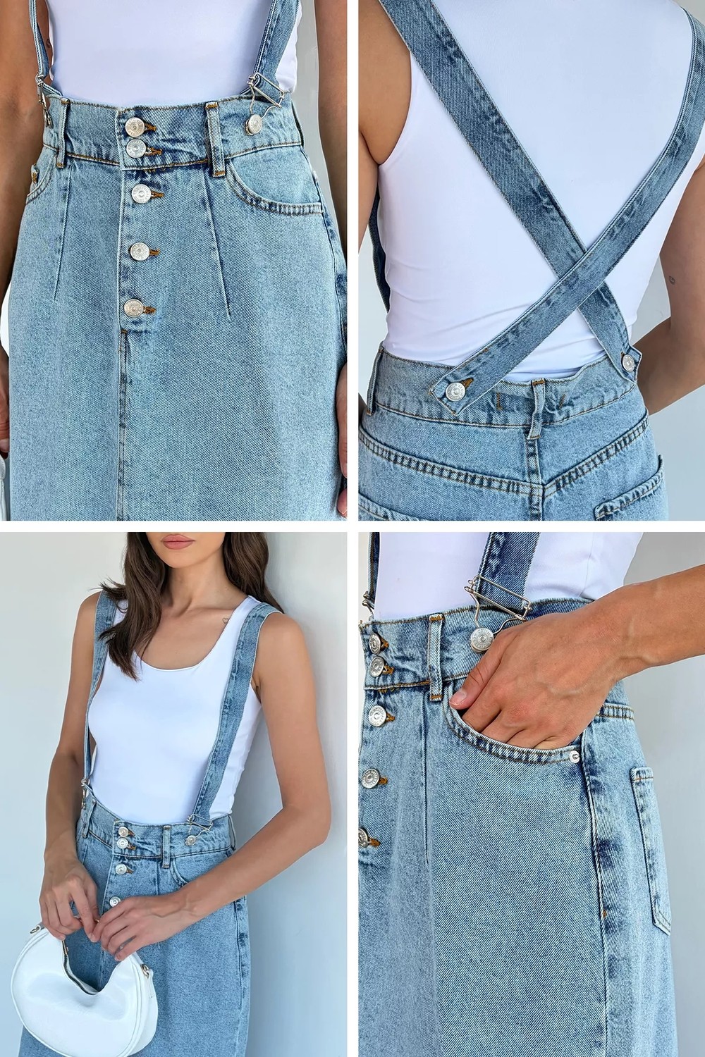 Gülseli Kadın Cepli Jean Kot Salopet P-00022372 görsel 2