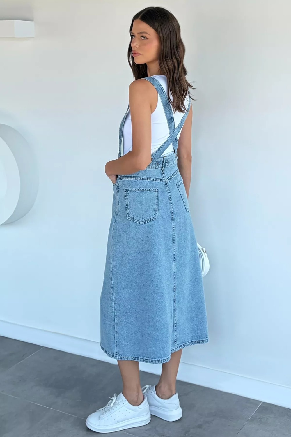 Gülseli Kadın Cepli Jean Kot Salopet P-00022372 görsel 4