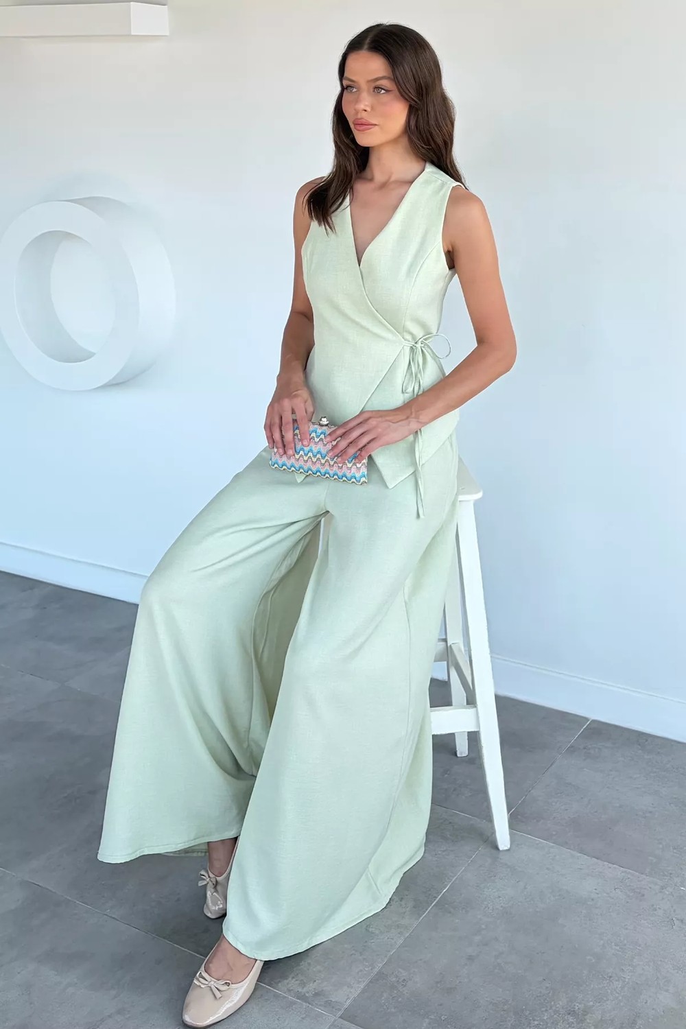 Gülseli Yelek Pantolon Ikili Takım P-00022353