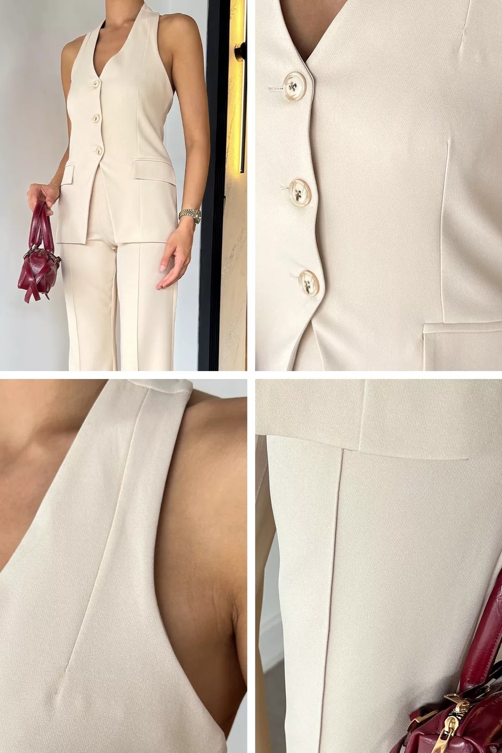 Gülseli Çimalı Pantolon Yelek Ikili Takım P-00022354 görsel 5