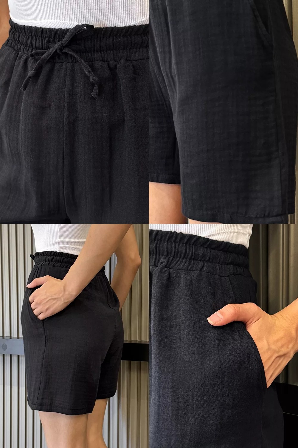 Gülseli Kadın Bel Lastikli Cepli Şort P-00022402 görsel 7