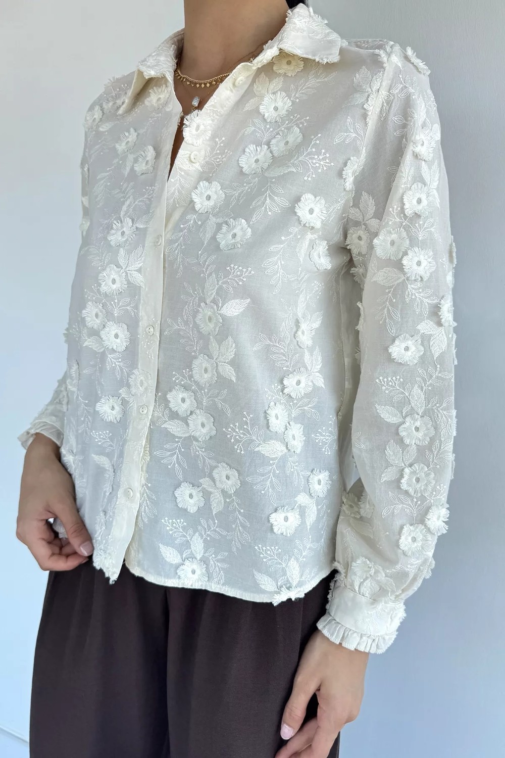 Gülseli Çiçek Detaylı Gömlek P-00022301 görsel 8