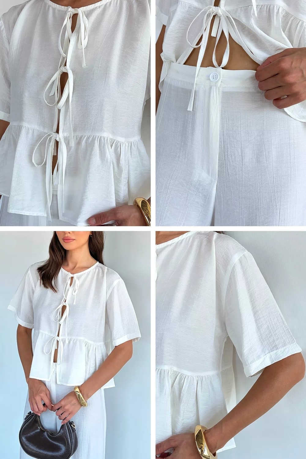 Gülseli Kadın Ön Bağlamalı Bluz Palazzo Pantolon Ikili Takım P-00022330 görsel 7